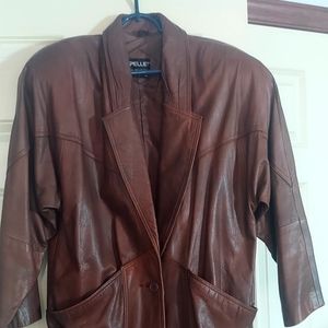 Brown leather Duster coat